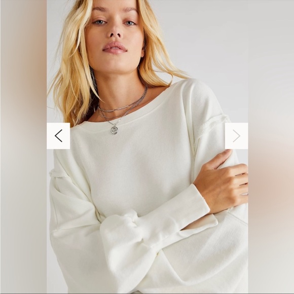 FREE PEOPLE CAMDEN PULLOVER SWEATSHIRT in White - Picture 4 of 7